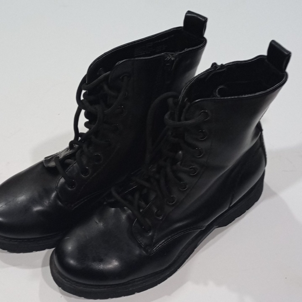Black Lace-Up Combat Boots